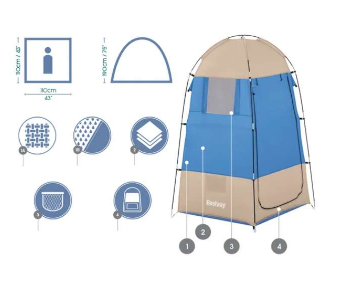 Cort pentru dus solar, BESTWAY, 2 ferestre laterale,impermeabil, instalare rapida, husa depozitare inclusa, 110 x 110 x 190 cm Cort pentru dus solar, BESTWAY, 2 ferestre laterale,impermeabil, instalare rapida, husa depozitare inclusa, 110 x 110 x 190 cm